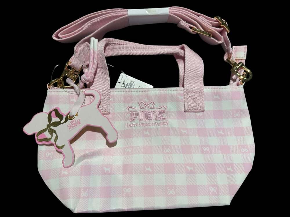 PINK x LoveShackFancy Icon Gingham Mini Tote Crossbody Bag NWT Limited Edition